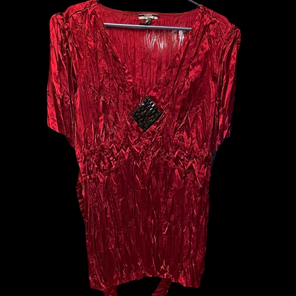 Red Satin Plus Size Blouse